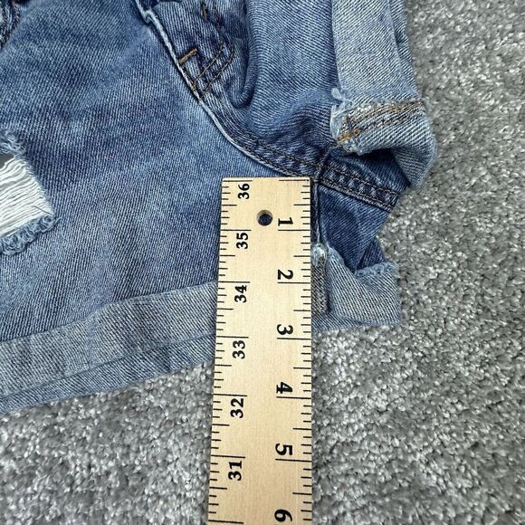 Aeropostale Mom Shorts Womens 0 (26x2.5) Blue Denim Distressed High Wasted - Picture 3 of 7